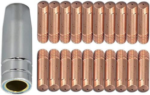 RIVERWELD 15AK MB15 Punte di contatto 0,9 mm M6 x 25 mm Ugello gas conico per torcia di saldatura Co2 MIG MAG 21 pezzi