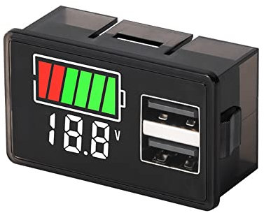 iFutniew 1 PCS Battery Charge Level Indicator Lithium Battery Capacity Meter,Dual USB DC 8-30V
