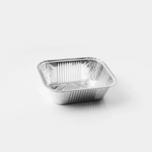 Generico 25/50/100 Vaschette in Alluminio VARIE DIMENSIONI bordo G | Argentate contenitori per Alimenti USA e Getta, teglie in Alluminio per Takeaway (100pz 1 porzione 15x12cm)