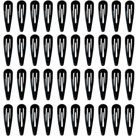 40 Stück Haarspangen Mädchen, 5cm Metall Snap Haarklammern für Frauen Haarschmuck (schwarz)