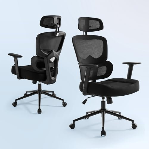 IWMH Bürostuhl Ergonomischer Schreibtischstuhl Computerstuhl 150kg Belastbar Chefsessel Atmungsaktiver Netz-Liegestuhl mit dynamischer Lendenwirbelstütze Drehstuhl gegen Rückenschmerzen Schwarz