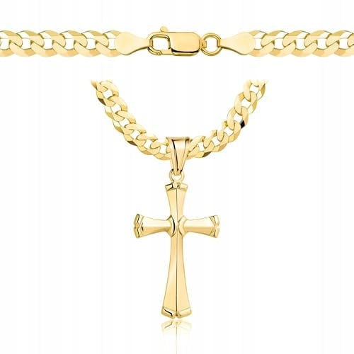 AMAR OPRAVA goldkette herren mit kreuz 585, Kette Herren 925/585 - kreuz kette herren gold 585 massiv - 5 mm, Kreuz Kette - Goldkette Kreuzkette - Halskette Herren Panzerung