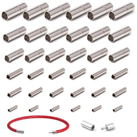 Sixfolo 42 Pcs Rope Bracelet Clasp Cord End Caps for Jewellery Making Bracelet Clasps and Closures Necklace Connector Clasp for DIY Bracelets Jewelry Making(1.5mm 2mm 3mm 4mm 4.5mm 5mm)