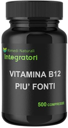 Vitamina B12 Più Fonti, Metilcobalamina e Cianocobalamina, 500 Micro Compresse 1 al Giorno, Energia e Sistema Immunitario