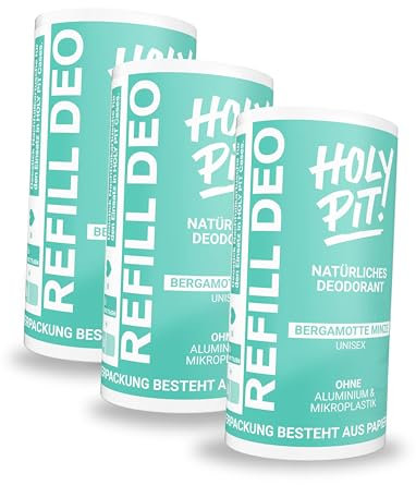 HOLY PIT - Nachfüllbarer Deo-Stick [100% Aluminiumfrei] | Bekannt aus dem TV | Unisex für Herren und Damen | Vegan | Refillpack (Bergamotte Minze)