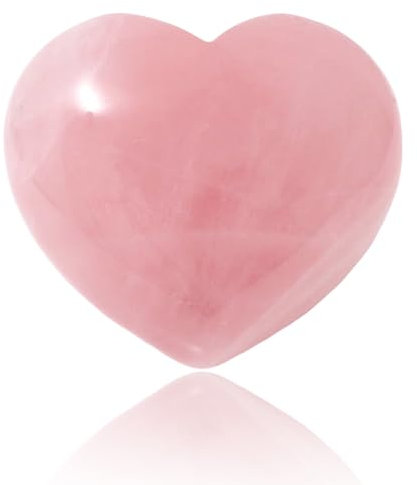Rose Quartz Heart Shape Stone, 40mm Large Heart Shaped Love Healing Crystals Stone, Natural Love Hearts Gemstones, Reiki Rose Quartz Crystal Gifts for Women