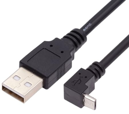 chenyang USB auf Micro USB Kabel, USB 2.0 Stecker auf Micro USB 5 poliger Stecker Lade und Datenübertragung 90 Grad nach oben abgewinkeltes Verlängerungskabel, 4,92 Fuß/1,5 m