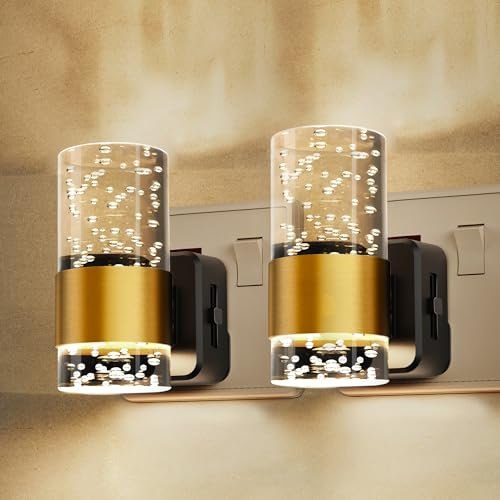 LOHAS-LED Night Light, Plug in Night Light with Light Sensor, 0-100LM Dimmable Nightlight, Warm White 3000K, Acrylic Design Nightlight for Bathroom, Hallway, Stairs[2 Pack]