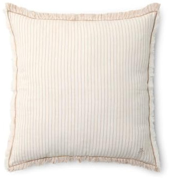 MARC O'POLO Zierkissen Fine Stripe Dark Sand,50x50 cm, 80% Bio-Baumwolle, 20% Leinen, Streifen