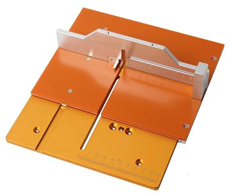 CLLBANT Aluminum Mini Table Saw Clearance Insert Plate Circular Saw Flip Cover Plate with Miter Gauge Guide Woodworking Workbench Tool