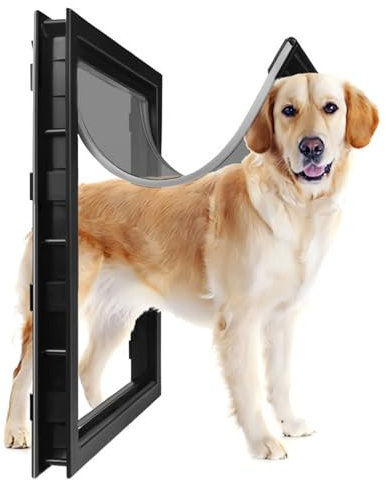 Dog Door, Extra Large Dog Door with Anti-Collision Design & Magnetic Lock, Heavy-Duty Weatherproof Pet Door for XL Dogs up to 90lbs, ABS Frame & PVC Flaps, Fits Walls/Doors (51x38cm) Black