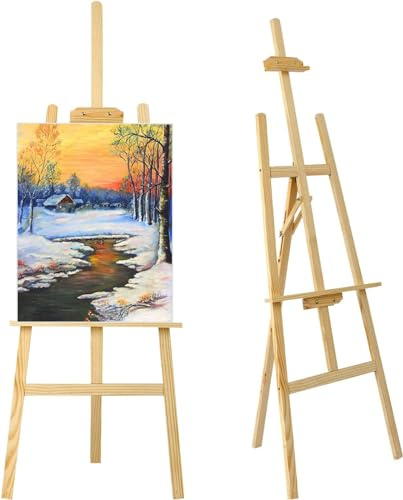 Trintion 3PCS Easel Stand 1.5M Studio Easel Adjustable Drawing Painting Holder Folding Art Stand for Wedding Wooden A-Frame Display Drawing Board for Painting