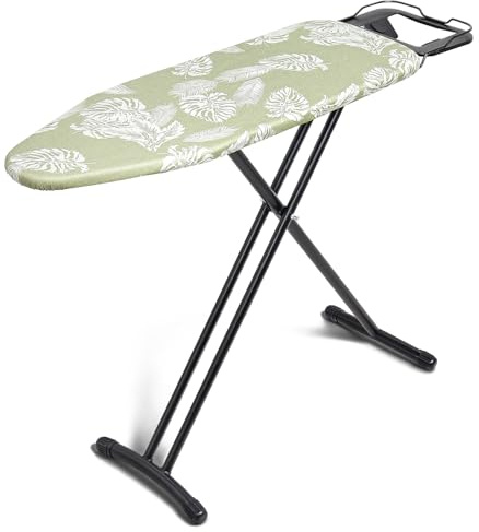 Duwee Planche à Repasser avec Housse résistante à la Chaleur, Grande Planche à Repasser Pliante à Hauteur Réglable, Coussin en Feutre épais, Jambes Solides,Vert，32x93cm