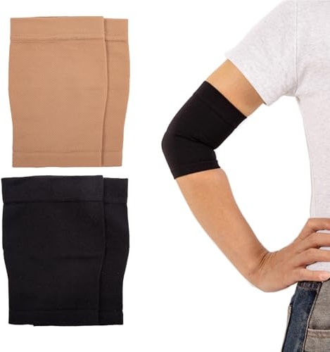 2 pares de mangas de compresión para adelgazar, mangas elásticas de compresión para brazos, linfedema, calentadores de brazos, moldeadores para mujer, manguito de compresión para codos, mangas de