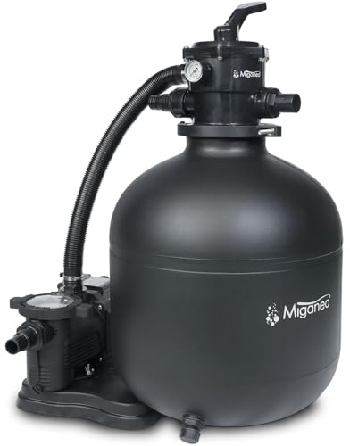 Miganeo Sandfilteranlage Dynamic 12000 Eco Pro - Schwarz | 11.000 l/h | 485 mm Kessel | selbstsaugend