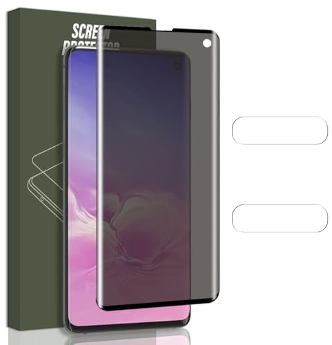 Jewloofa Privacy Schutzfolie für Samsung Galaxy S10 4G Panzer Schutz Glas, 1 Stück Anti Spähen Privatsphäre Sichtschutzfolie und 2 Stück Kameraschutz, 9H, Anti-Spy Panzerfolie für Galaxy S10 4G