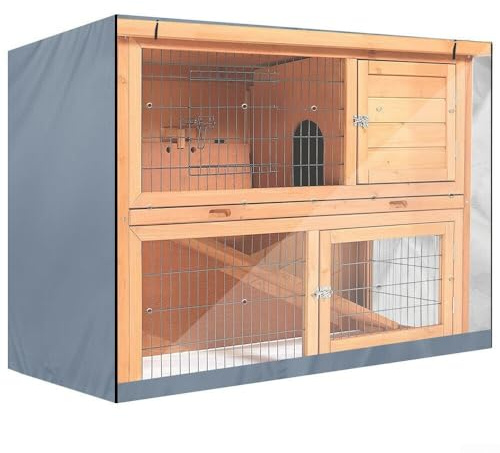 Premium 210D Oxford Stoff Kaninchenkäfig Abdeckung Heavy Duty Wetterbeständigkeit (Grau)
