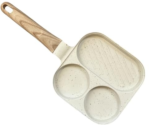 FxaumsGxuk Padella per la colazione | Padella antiaderente | 3 scomparti a induzione E cucina | Hamburger Steak Sandwich Brunch Padella