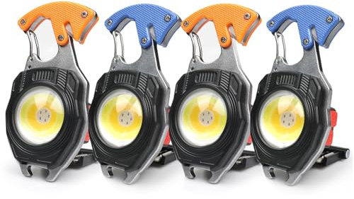 MAKDAK Taschenlampenwerkzeug mit Karabiner, 4 Stück, Schlüsselanhänger Maiskolben, Arbeitslicht, 7 Lichtmodi, Superhell wiederaufladbare Taschenlampen, Mini-Taschenlampe, Flaschenöffner