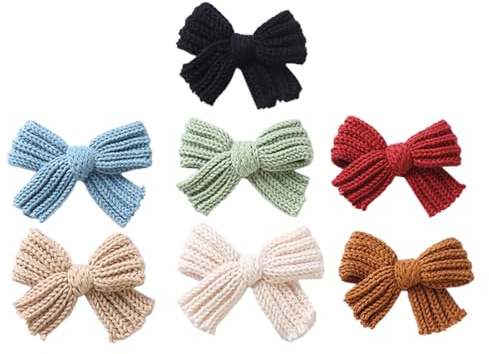 SOPOTUTU Pinzas Pelo Lazo de Hilo de Lana para Niñas 7 Piezas, Cómodas Dañar el Cabello, Ideales para Cumpleaños y Fiestas Infantiles Color Aleatorio