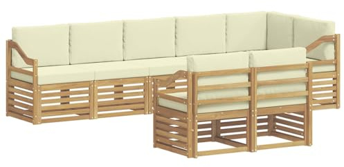 vidaXL Sofagarnituren 8 pcs Weiß und Creme Massivholz Akazie, Garten-Sofa, modernes Sitzmöbel für draußen, gemütliche Lounge, Terrassenset, stylisches Design