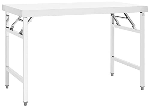 Runheo Klappbarer Küchen-Arbeitstisch aus Edelstahl 120 x 60 x 80 cm für gastronomie restaurant küche gewerbe catering imbiss, robust für buffet, theke und service