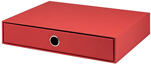 Rössler Papier 1524452360 - S.O.H.O. Schubladenbox für DIN A4, mit Griffloch, Rot, 343 x 250 x 65 mm, 1 Stück