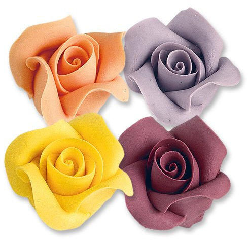 Günthart Grandes roses comestibles en sucre fin dans différentes couleurs, couleurs assorties, 1 paquet (1 x 440 g)