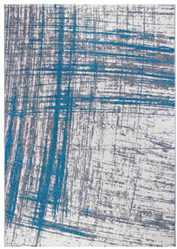 andiamo Webteppich moderner stilvoller Kurzflor Teppich robust und pflegeleicht aus 100% Polypropylen geeignet für Fußbodenheizung und Saugroboter 120 x 170 cm Muster Türkis