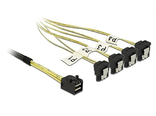 Delock Kabel Mini SAS HD SFF-8643 > 4 x SATA 7 Pin gewinkelt 0,5 m