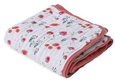 Little Unicorn - Premium 100% Baumwoll-Musselin Babydecke - atmungsaktive Steppdecke - Krabbeldecke - Kuscheldecke - handgemalte Designs 120 x 120 cm (Wild Mums)