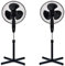 2x 16 OSCILLATING PEDESTAL AIR COOLING ELECTRIC FAN EXTENDABLE ADJUSTABLE STAND (Black)