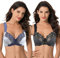 Curve Muse Reggiseno in Pizzo con Ferretto Sfoderato Taglie Forti con Spallacci Imbottiti-Confezione da 2-Stampa Grigia,Stampa Blu-4F