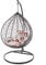 KIDEO Komplettset: großer Hängesessel mit Gestell & Kissen, Korbsessel, Poly-Rattan (Korb & Gestell: grau, Kissen: Blumenmuster Nest (3762 Retro Flowers)