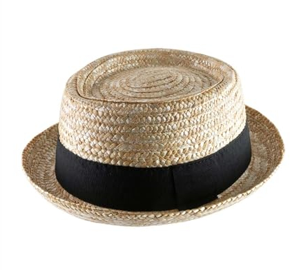 Classic Italy - Chapeau Porkpie Paille Homme ou Femme Classic Porkpie Straw - Taille 62 cm - Paille-Naturel