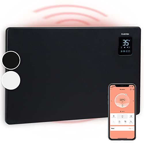 Klarstein Radiateur Electrique Smart à Faible Consommation d'Energie, 1500W Chauffage Electrique d'Intérieur avec Thermostat, Chauffage d'Appoint Portable avec Roulettes, Radiateurs Mural Silencieux