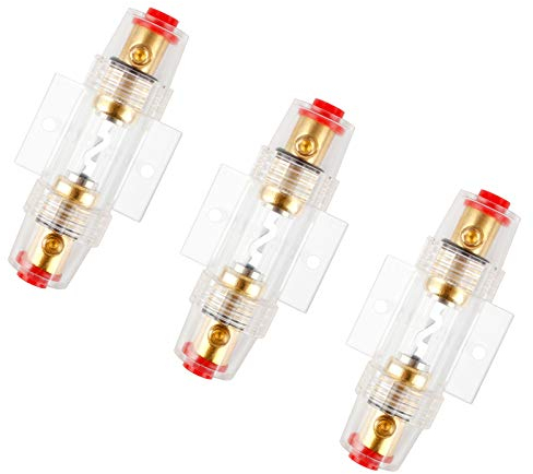 Auto Sicherungshalter 3Pcs Inline-Sicherungshalter 60A Audio Inline-Leistungsschalter Sicherung AGU Sicherungen für Pkw-Audio, Alarm, Verstärker, Kompressoren