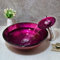 Homelava Lavabo da Appoggio in Vetro Temperato, Lavabo da Appoggio del Bagno Contenitore Artistico da Appoggio Lavello con Rubinetto, Scarico a Scomparsa e Lavandino con Tubo Dell'acqua(Rosa Rossa)