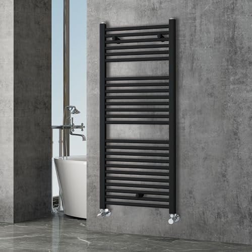 Kibath L420603 Toallero Radiador Secatoallas 120 cm x 50 cm Circuito calefacción Acabado Negro Mate Fabricado en Acero-No eléctrico
