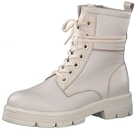 Marco Tozzi Damen 2-2-25286-29 Leder Schnürstiefelette Stiefelette, Cream, 37 EU