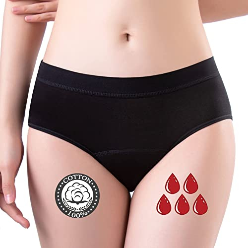 FOTOOL Mutande Mestruali Assorbenti = 4 tamponi Donna Cotone Slip Ciclo Protettive Periodico Intima Mestruale Ecologico 4 Strati Anti perdite Lavabili (3 Pack,3XL)