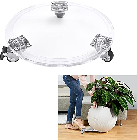 CODIRATO Support de Pot de Fleur Roulette Acrylique Chariot à Plantes Rond Support à roulettes Pot de Fleur Porte Plantes à roulettes pour Plantes en Pot Exterieur et Intérieur Appareils Électriques