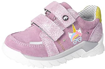 RICOSTA Mädchen Low-Top Sneaker BOBI,Kinder Halbschuhe,WMS:Mittel,lose Einlage,Blinklicht,Klettverschluss,straßenschuhe,Purple/gelb (340),26 EU