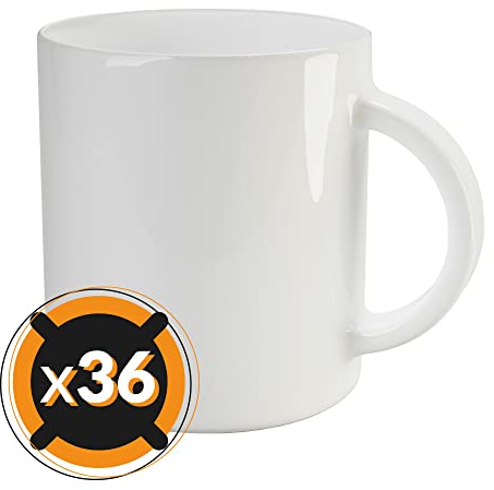PixColor - 36 Tazas para sublimación de cerámica blanca con asa | 350 ml de capacidad (11 oz) | Categoría AAA | Aptas para microondas y lavavajillas | Compatible con Cricut