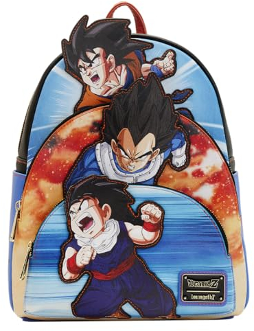 LOUNGEFLY Dragon Ball Z Triple Pocket Backpack Official Black Medium Backpack