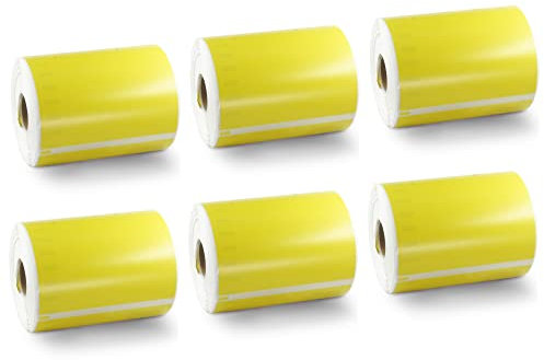 BETCKEY - 6 Rollen Gelb Versandetiketten Kompatibel mit DYMO S0904980, 104mm x 159mm, 1320 Farbige Etiketten für LabelWriter 4XL, NICHT passend 5XL