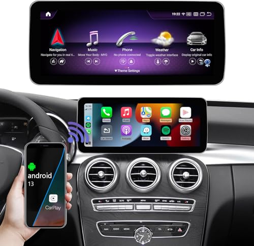 Road Top Autoradio 12.3'' Android 13 Car Radio Touchscreen für Mercedes Benz C GLC Klasse W205 2015-2018 Jahr mit NTG5.0, 8+256 GB Car Stereo, Unterstützung Kabellos Carplay, Android Auto, Navigation