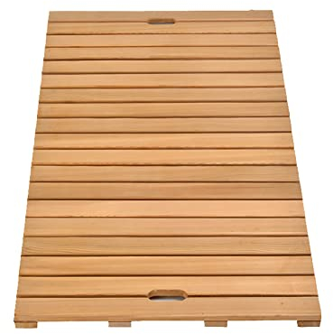 Bambus-Badematte für die Außendusche, Gitter-Badematte, Holzmatte, Duschmatten aus Holz, rutschfeste Fußmatte, mit Gummistopfen an der Basis, für Dusche und Badewanne, Küche und Flur (80x60cm/31x24i