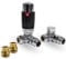 Thermostatic TRV Corner Black/Chrome Radiator Valves 1/2 x 15mm with Brass Radiator Reducer Compression Valve - 15mm to 10mm