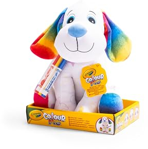 CRAYOLA - Colour Me Plush, bemalbares Plüschtier mit 3 Filzstiften, Welpen, Kreative Beschäftigung und Geschenk für Kinder, ab 3 Jahren